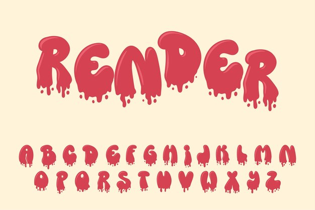 Vetor de desenho animado de graffiti derretendo alfabeto