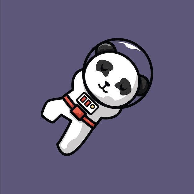 Vetor de desenho animado de ilustração de personagem de mascote panda um panda está sendo um astronauta