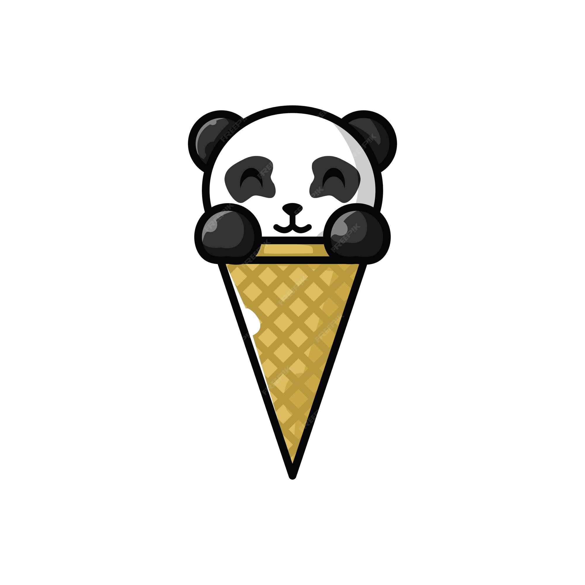 Panda com ilustração de desenho de sorvete