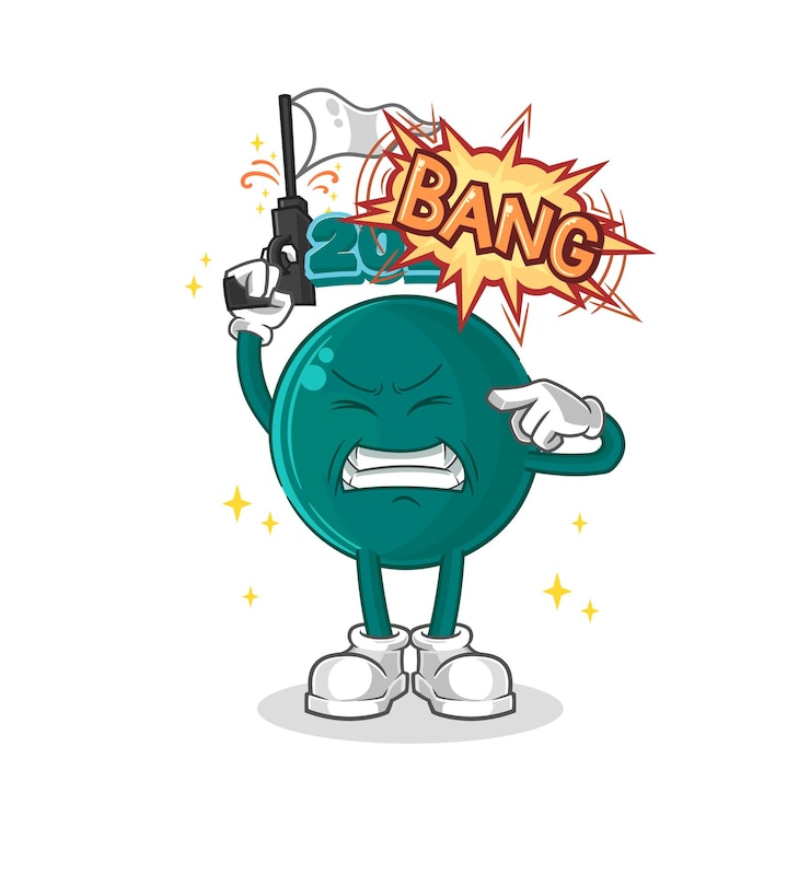 Vetor vetor de desenho animado de mascote de tiro de advertência 2023