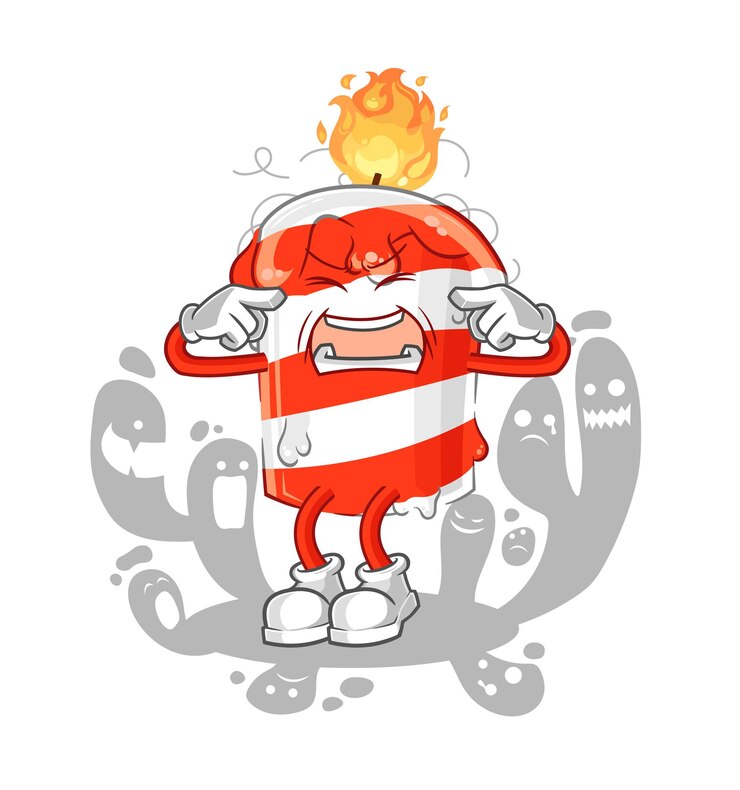 Vetor vetor de desenho animado de personagem de vela de aniversário deprimido