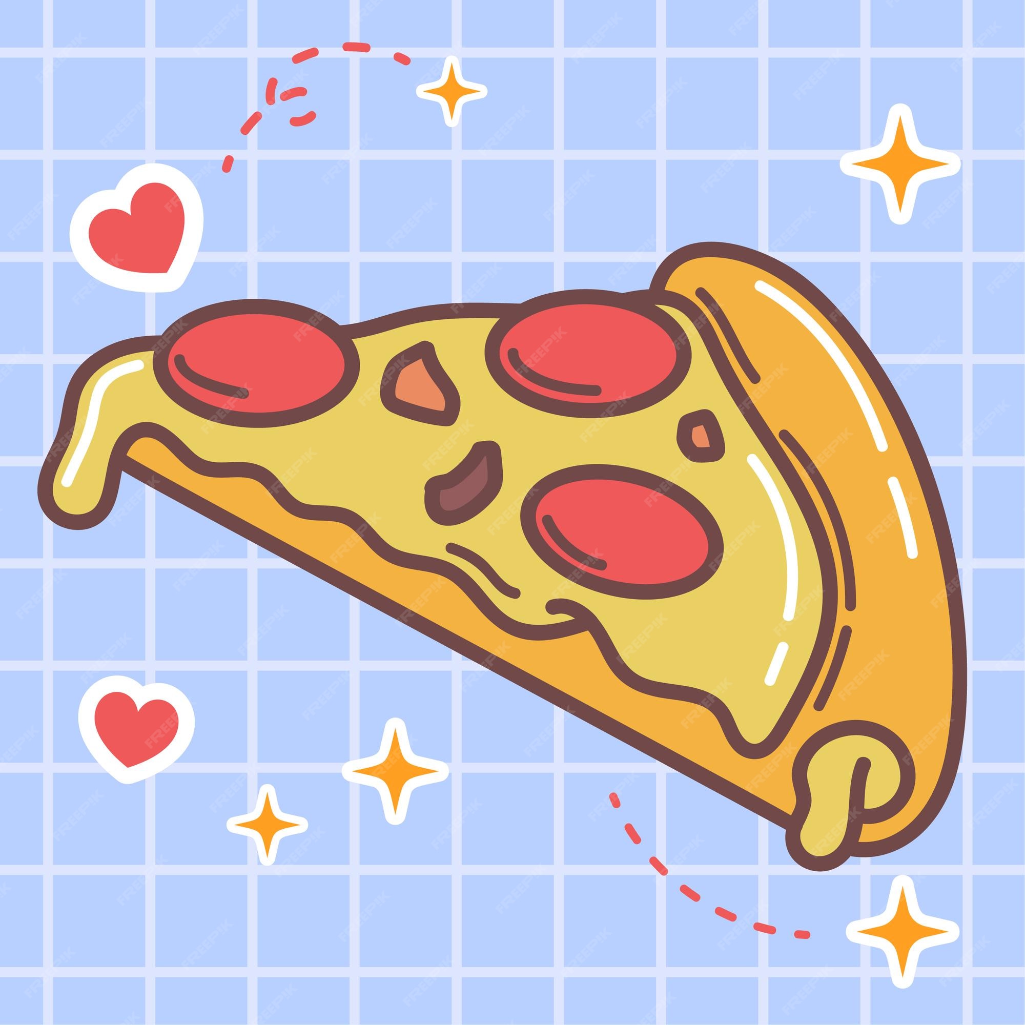 Como desenhar FATIA DE PIZZA fofo, desenhos kawaii fáceis, como