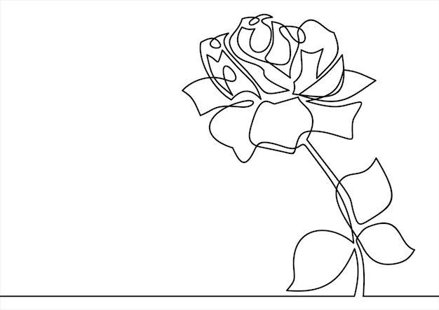 Vetor de desenho de linha contínua de flores rosas