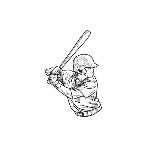 Vetor vetor de desenho de linha de jogador de beisebol