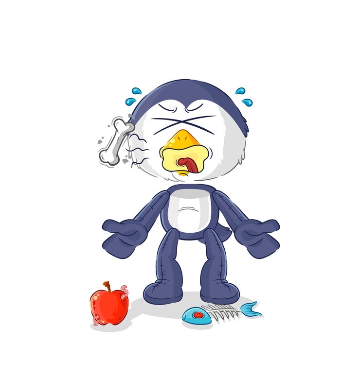 Vetor vetor de desenho de mascote de arroto de pinguim