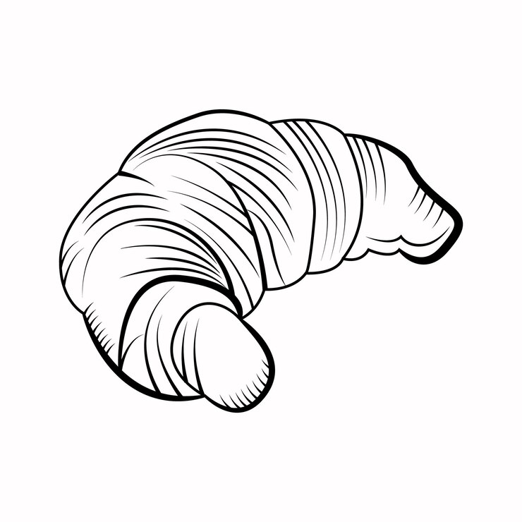 Vetor de desenho gravado de comida de pão de pastelaria Croissant