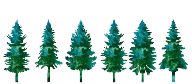 vetor de design de aquarela de silhueta de árvore de natal isolado