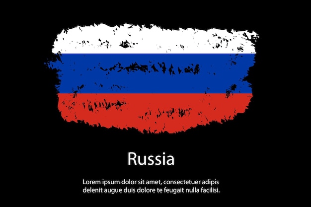 Vetor de design de bandeira de rússia de textura grunge colorida