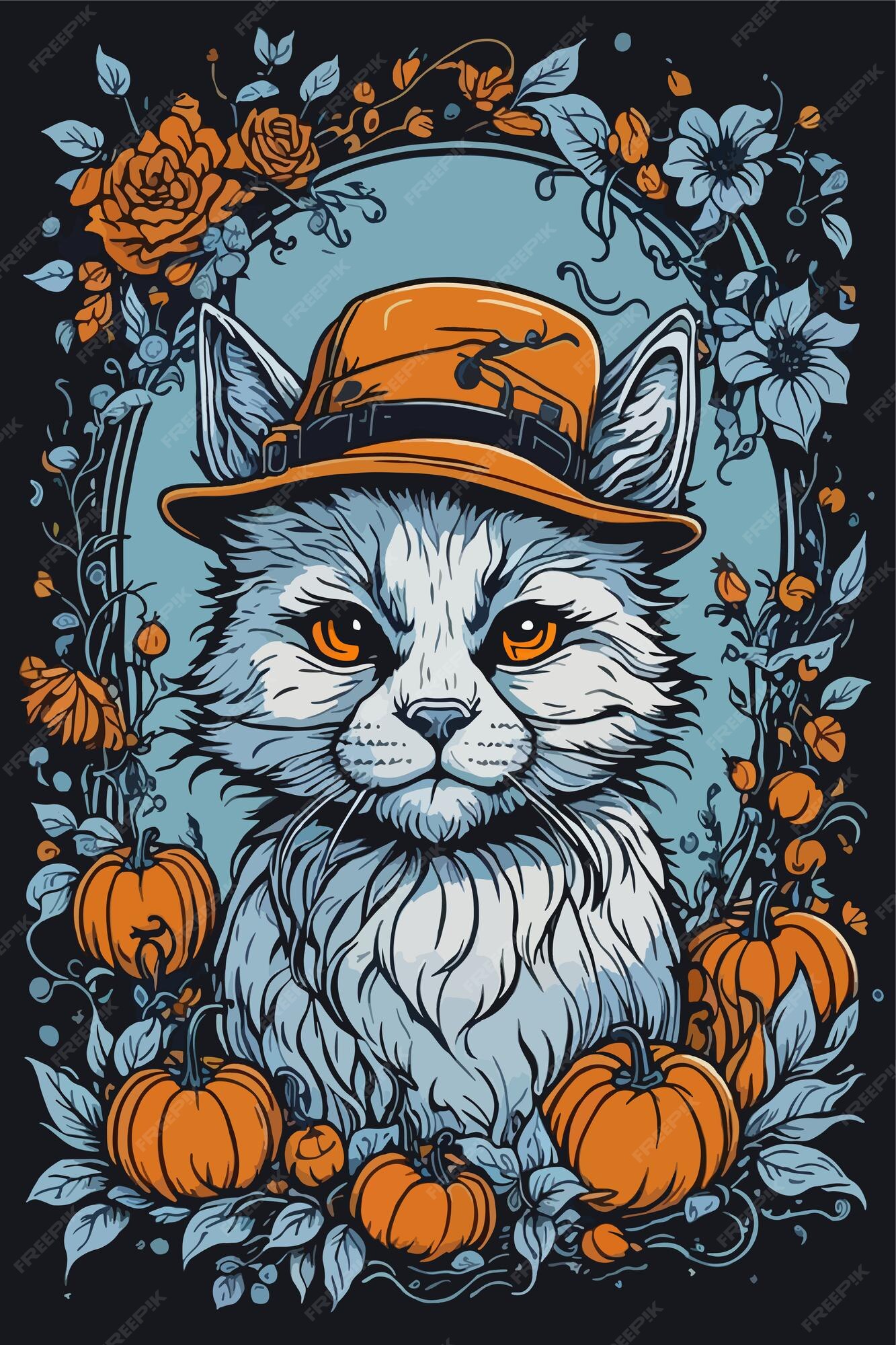 Design de camiseta de halloween de gato assustador