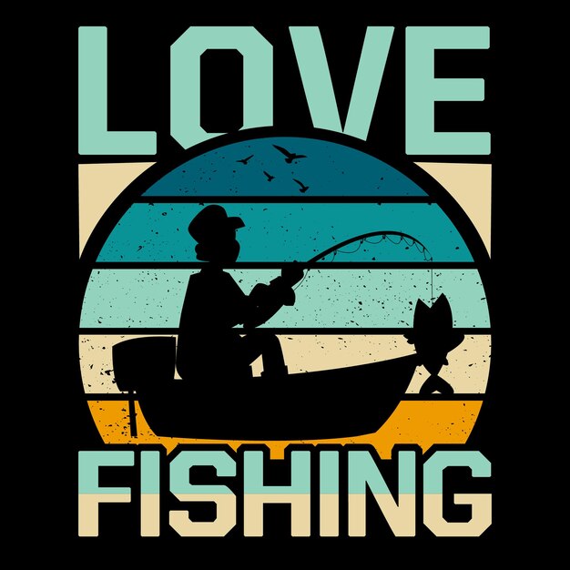 Vetor de design de camiseta de pesca