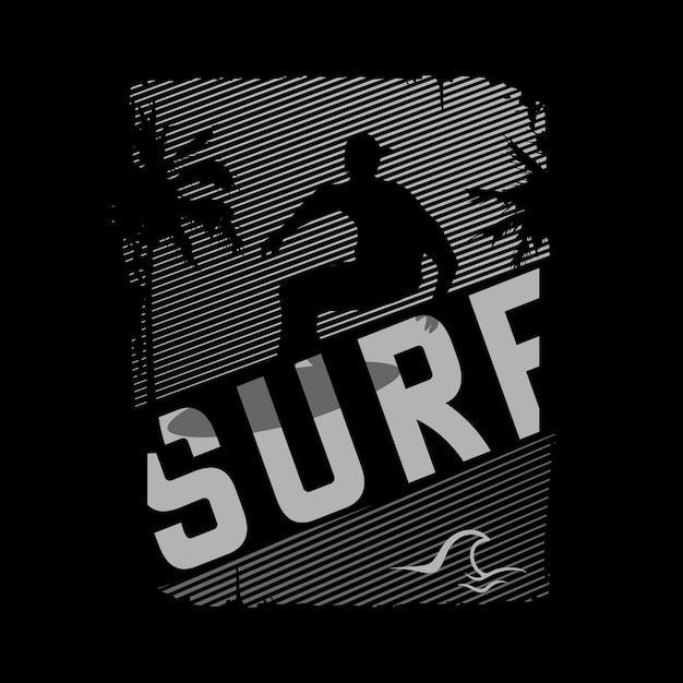 Vetor de design de camiseta de tipografia de surf