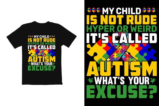 Vetor vetor de design de camiseta do dia mundial do autismo. gráficos de camiseta para camisa de caneca etc