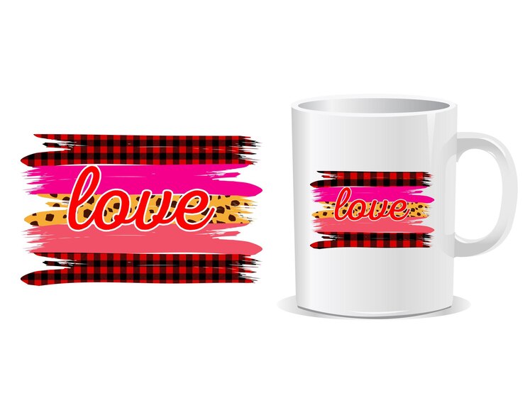 Vetor vetor de design de caneca de feliz dia dos namorados de amor