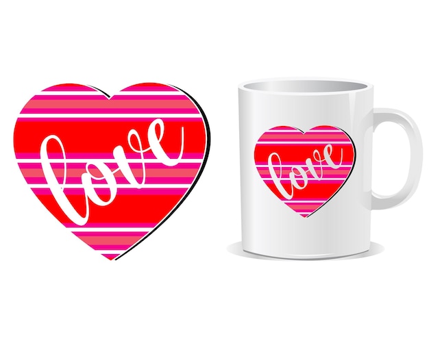 Vetor de design de caneca de feliz dia dos namorados de amor