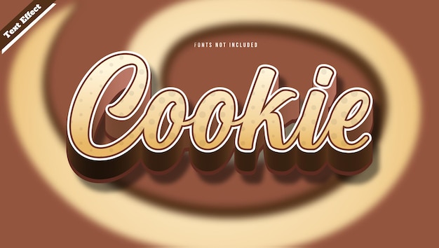 Vetor de design de efeito de texto de cookies. texto 3d editável