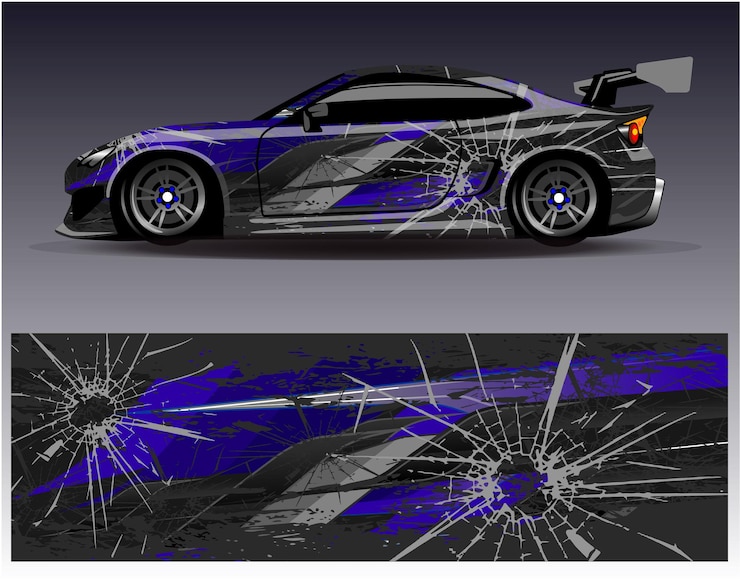 Vetor vetor de design de envoltório de carro. projetos de kit de fundo de corrida de listras abstratas gráficas para corrida de veículo de envoltório