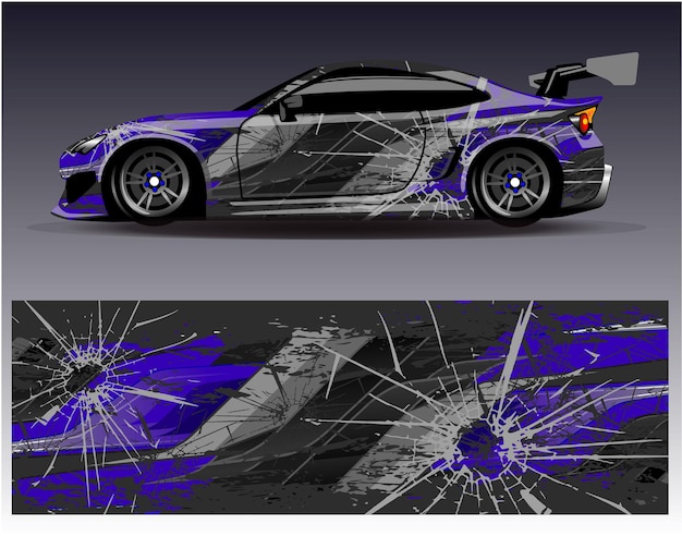 Vetor vetor de design de envoltório de carro. projetos de kit de fundo de corrida de listras abstratas gráficas para corrida de veículo de envoltório