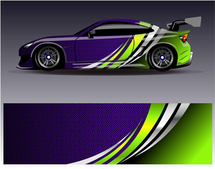 Vetor vetor de design de envoltório de carro. projetos de kit de fundo de corrida de listras abstratas gráficas para veículo de envoltório