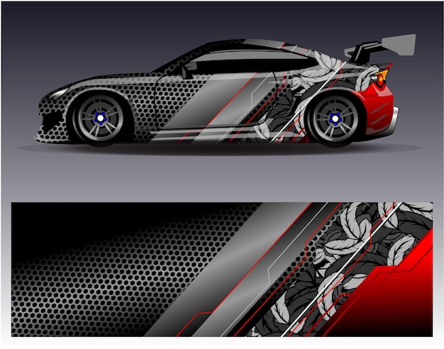 Vetor de design de envoltório de carro. projetos de kit de fundo de corrida de listras abstratas gráficas para veículo de envoltório