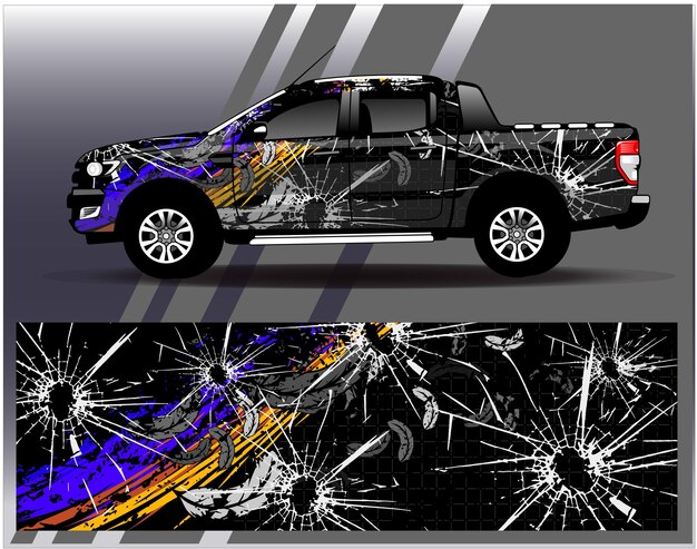 Vetor de design de envoltório de carro. projetos de kit de fundo de corrida de listras abstratas gráficas para veículo de envoltório