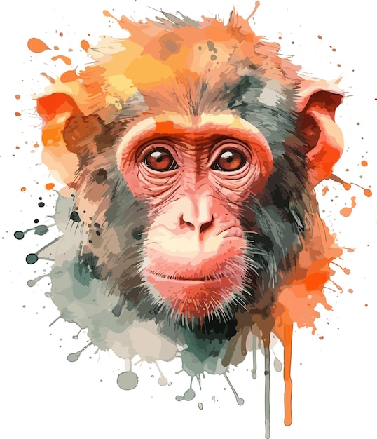 vetor de design de estilo de pincel aquarela de macaco para camiseta