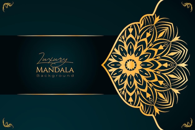 Vetor de design de fundo de padrão de mandala de luxo ornamental com estilo oriental de arabesco dourado