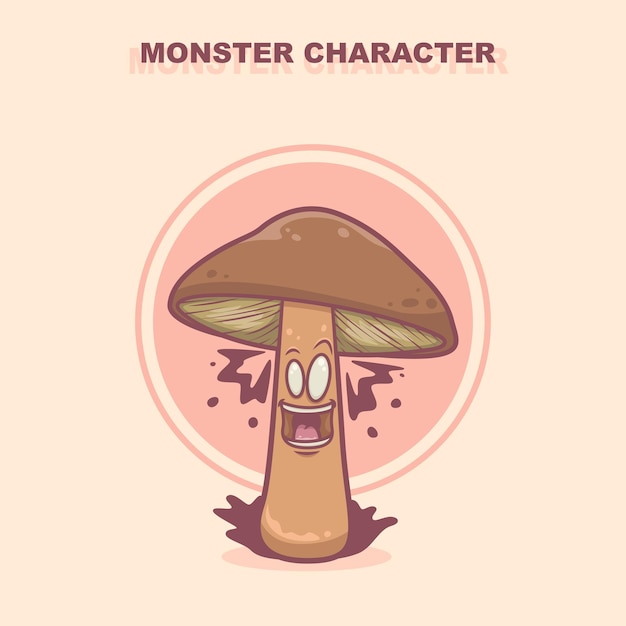 Vetor vetor de design de ilustração de cogumelo monstro