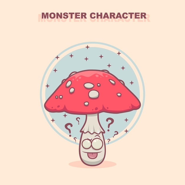 Vetor vetor de design de ilustração de cogumelo monstro