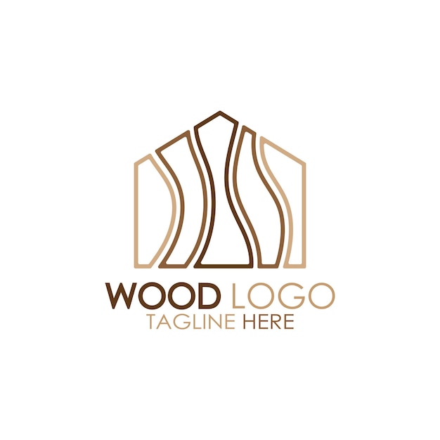 Vetor vetor de design de ilustração de ícone de modelo de logotipo de madeira usado para fábricas de madeira, plantações de madeira, processamento de toras, móveis de madeira, armazéns de madeira com um conceito moderno e minimalista