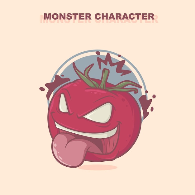 Vetor vetor de design de ilustração de tomate de monstro de fruta