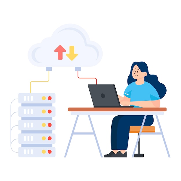 Vetor de design de ilustração plana de computação em nuvem