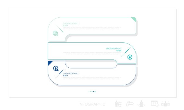 Vetor de design de infográficos e ícones de marketing podem ser usados para layout de fluxo de trabalho, diagrama