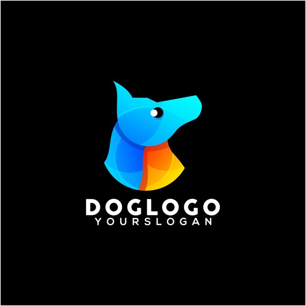 Vetor de design de logotipo colorido de cachorro criativo