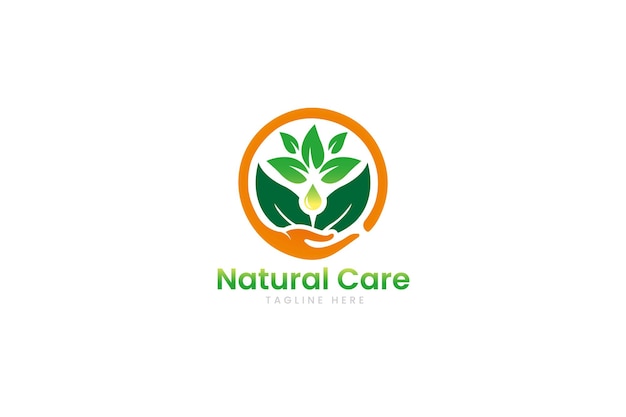 Vetor de design de logotipo creative natural care modelo premium