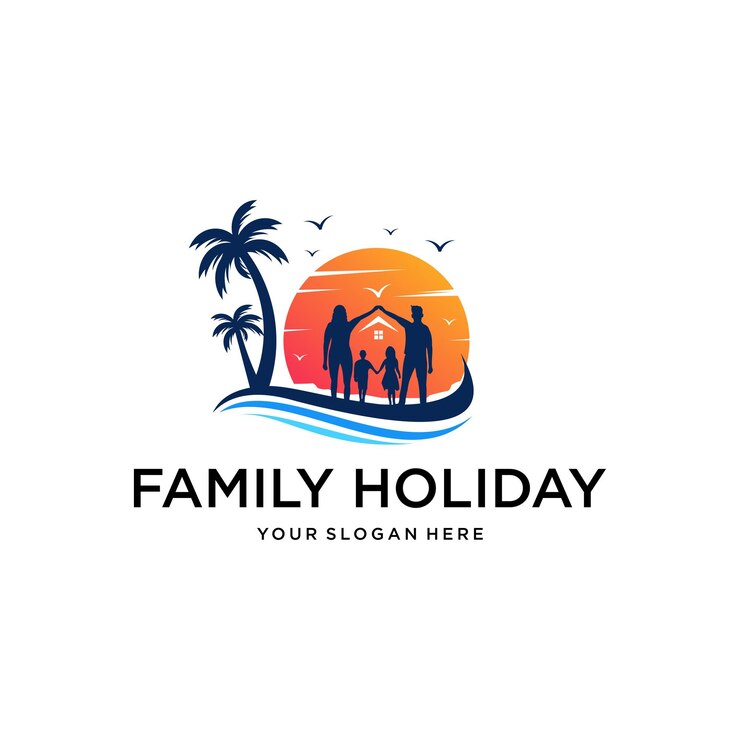 Vetor vetor de design de logotipo criativo para férias em família
