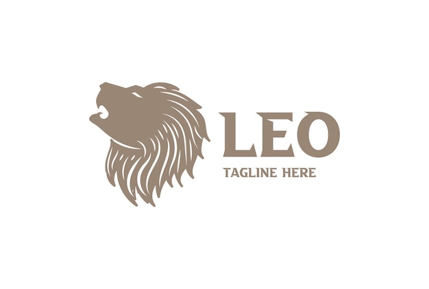 Vetor de design de logotipo de cabeça de leão ruivo e zangado