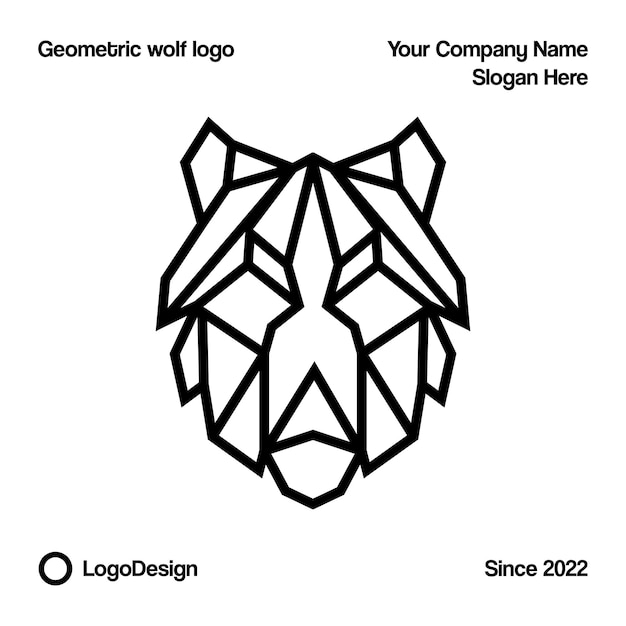 Vetor vetor de design de logotipo de cabeça de lobo geométrico para tatuagem, emblema, logotipo e elemento de design.