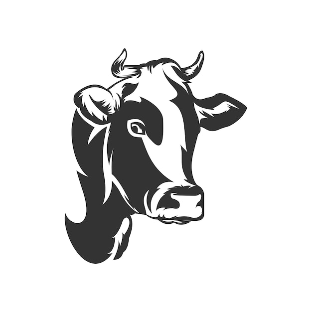 Vetor de design de logotipo de cabeça de vaca