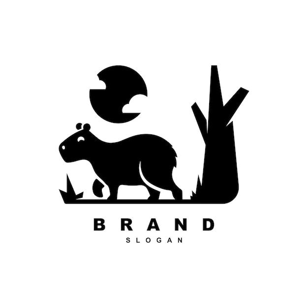 Vetor de design de logotipo de capivara ao ar livre silhueta