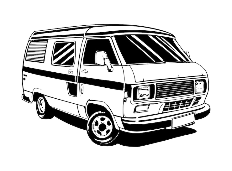 Vetor vetor de design de logotipo de carro de campista de minivan de luxo