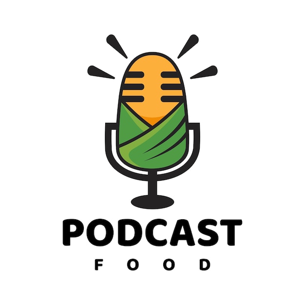 Vetor vetor de design de logotipo de comida de podcast