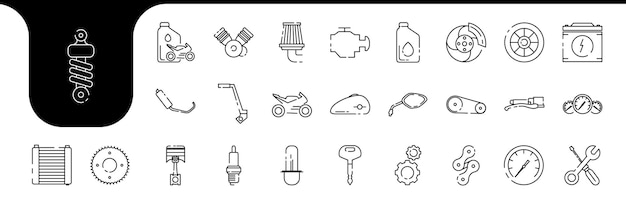 Vetor vetor de design de logotipo de conjunto de ícones mínimos de linha de motocicleta