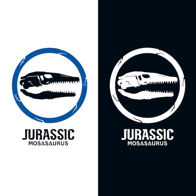 Vetor de design de logotipo de crânio de cabeça de dinossauro