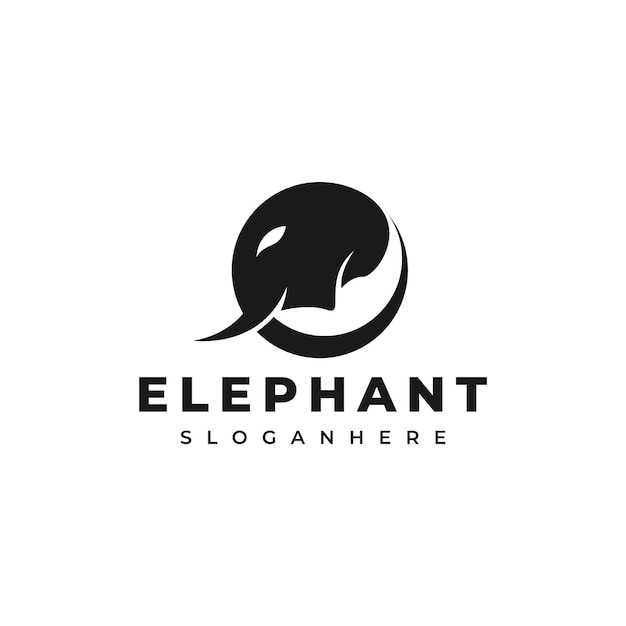 Vetor de design de logotipo de elefante de círculo simples