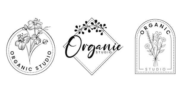 Vetor vetor de design de logotipo de flor orgânica