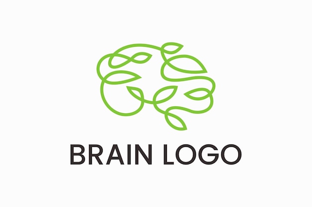 Vetor de design de logotipo de folha de cérebro