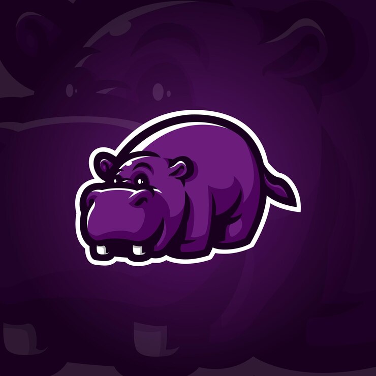 Vetor vetor de design de logotipo de hipopótamo com estilo de conceito para impressão de crachá, emblema e camiseta. ilustração de hipopótamo inteligente.