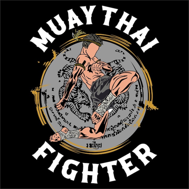 Vetor vetor de design de logotipo de ilustração muaythai