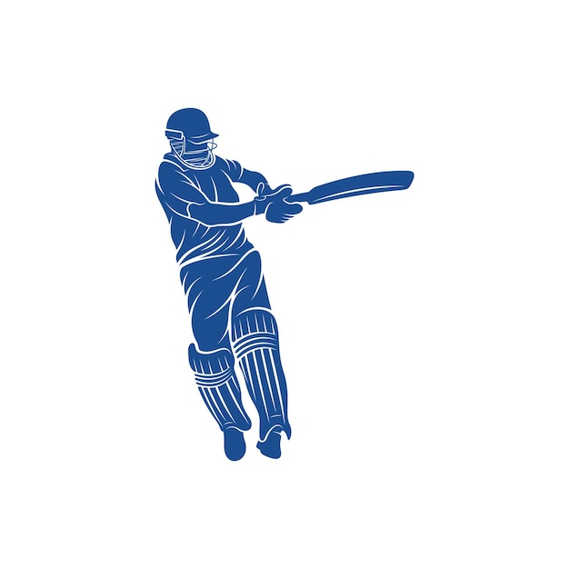 Vetor de design de logotipo de jogador de críquete ícone símbolo modelo ilustração