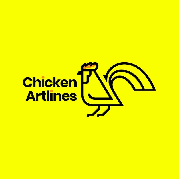Vetor de design de logotipo de linha mínima moderna de galo de galinha de aves